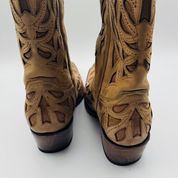 Tanner Mark western cowboy Light Tan Leather Women’s Boots 7.5 -Rodeo-Festival - Picture 10 of 11